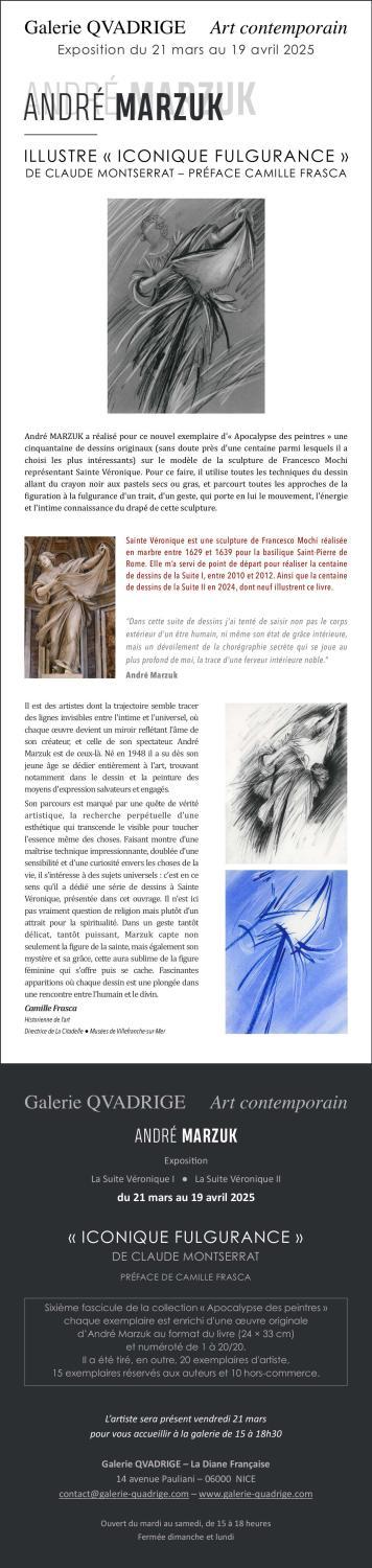 ANDRE MARZUK  illustre ICONIQUE FULGURANCE  de Claude MONTSERRAT Galerie QVARDRIGE 21 mars 2025