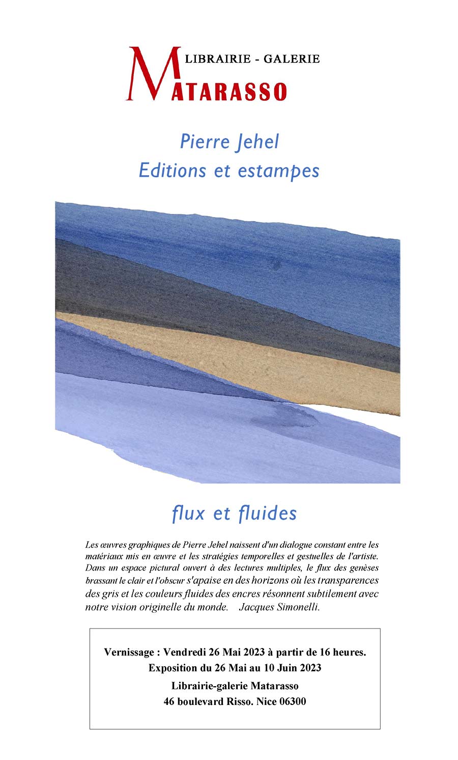 Pierre JEHEL Librairie-Galerie Matarasso : Editions et Estampes