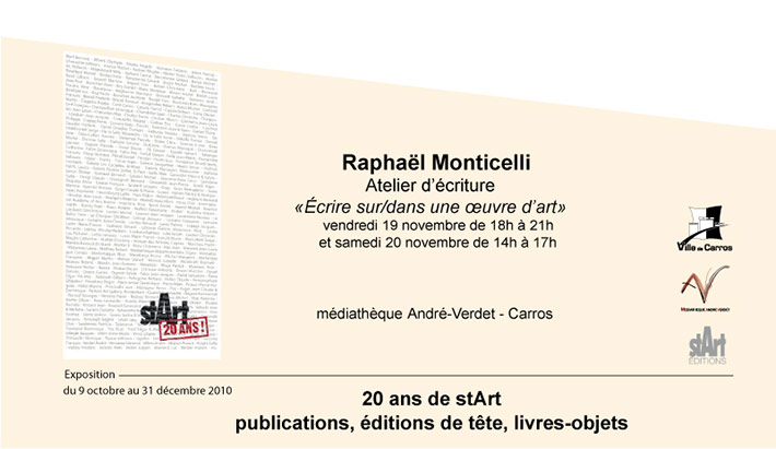 Atelier d'écriture Raphaël MONTICELLI