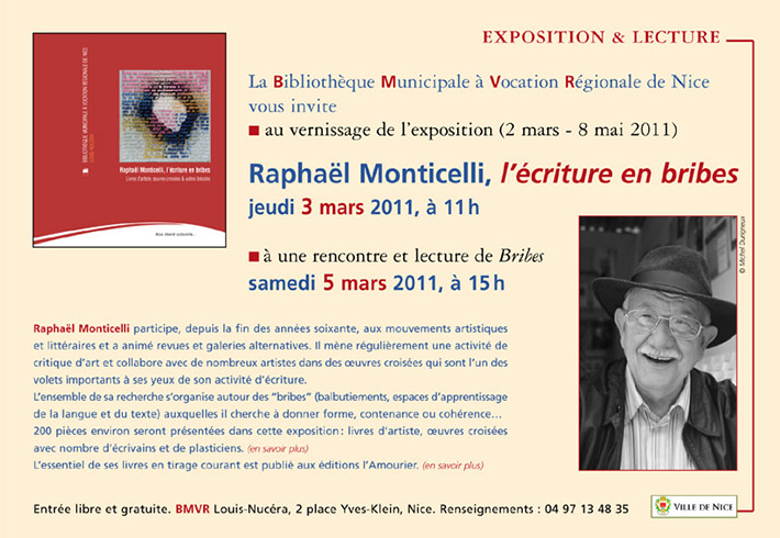 Exposition et lecture Raphaël MONTICELLI