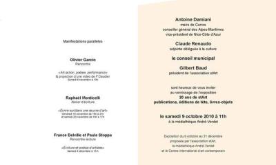 Exposition 20 ans de stArt à la Médiathèque de Carros, octobre 2010