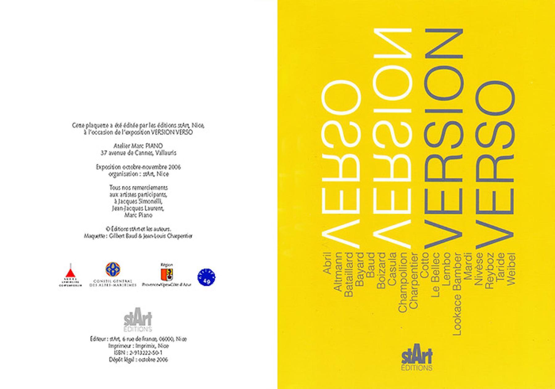 CATALOGUE : Exposition thématique Version Verso, octobre 2006.