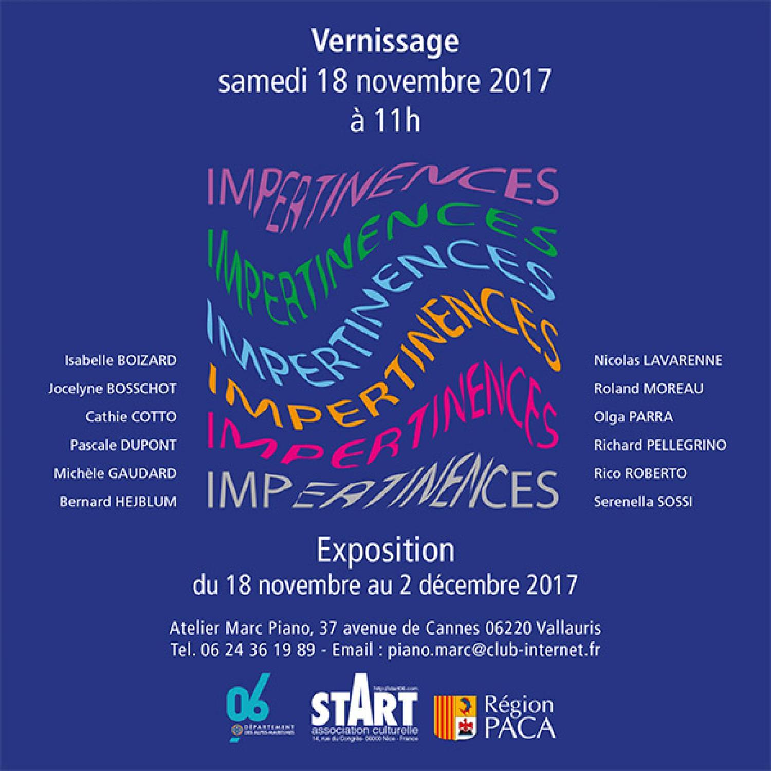 CATALOGUE : IMPERTINENCES, Vallauris 2017