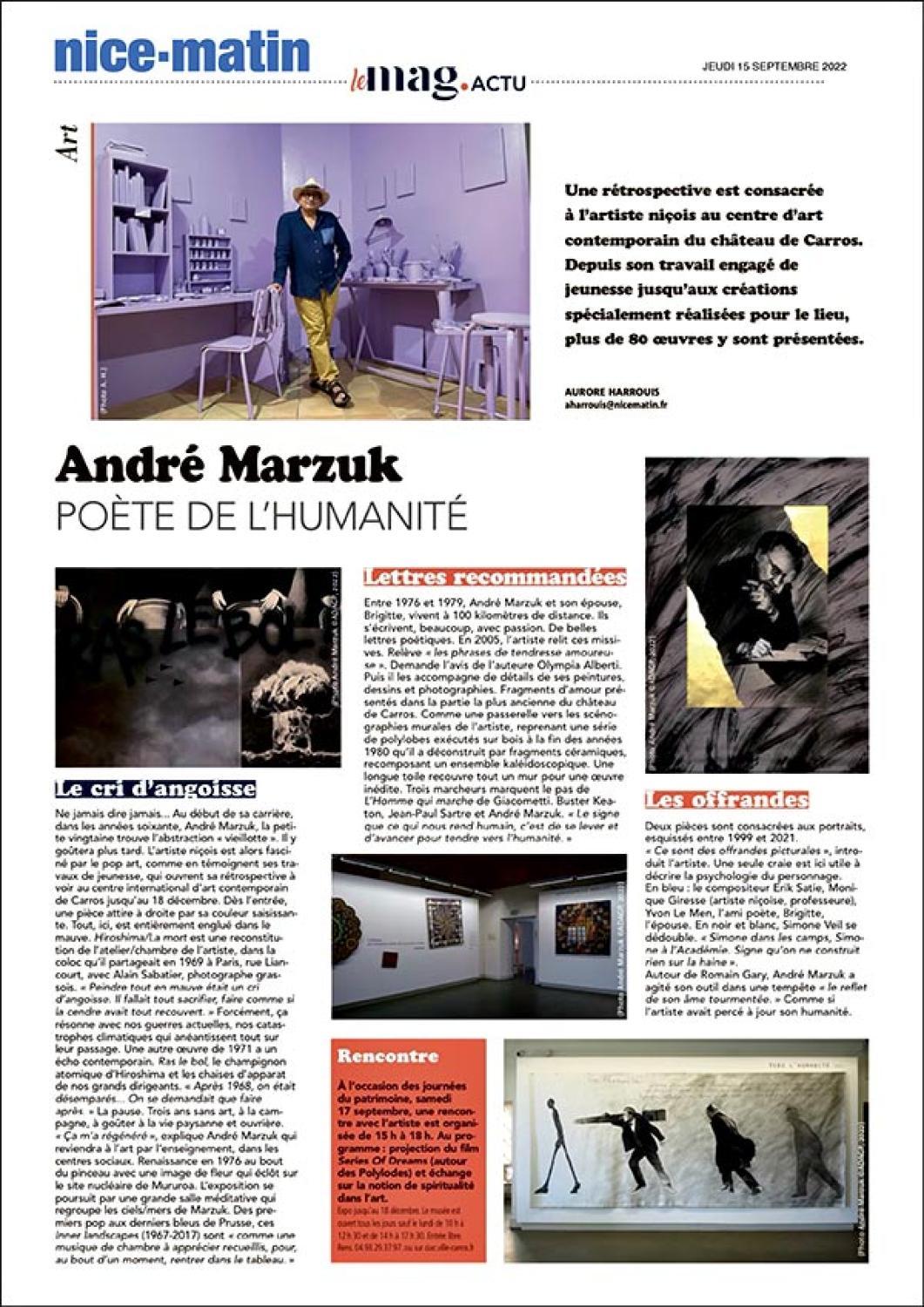 André MARZUK : Nice-Matin, exposition 