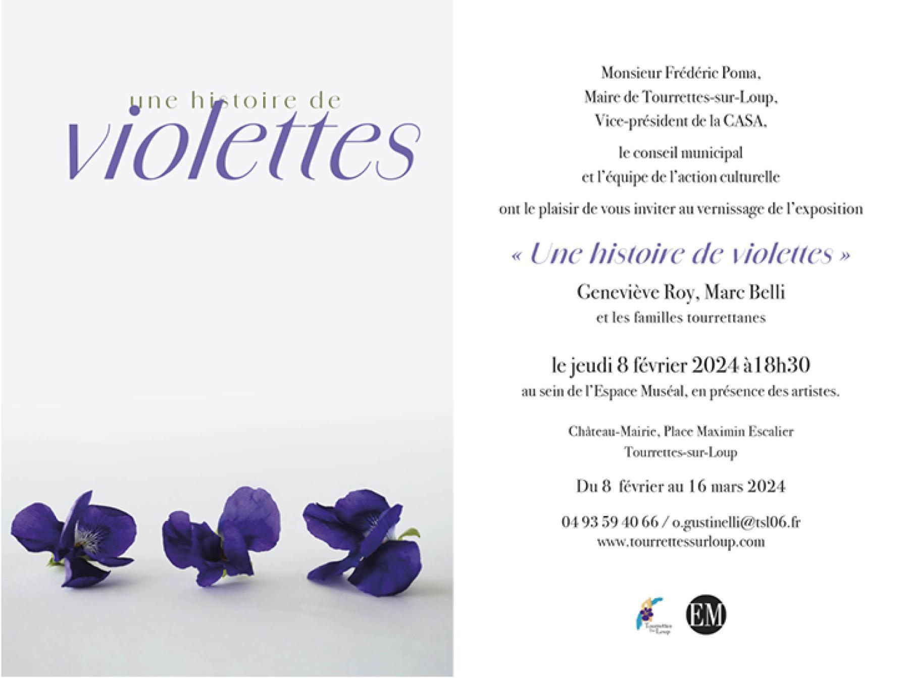 Geneviève ROY, exposition « Une histoire de violettes », Espace Muséal de Tourrette-sur-Loup.
