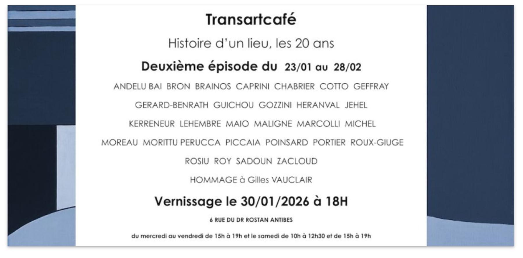 TransArtcafé, Antibes, vernissage le 30 janvier 2026 à 18h