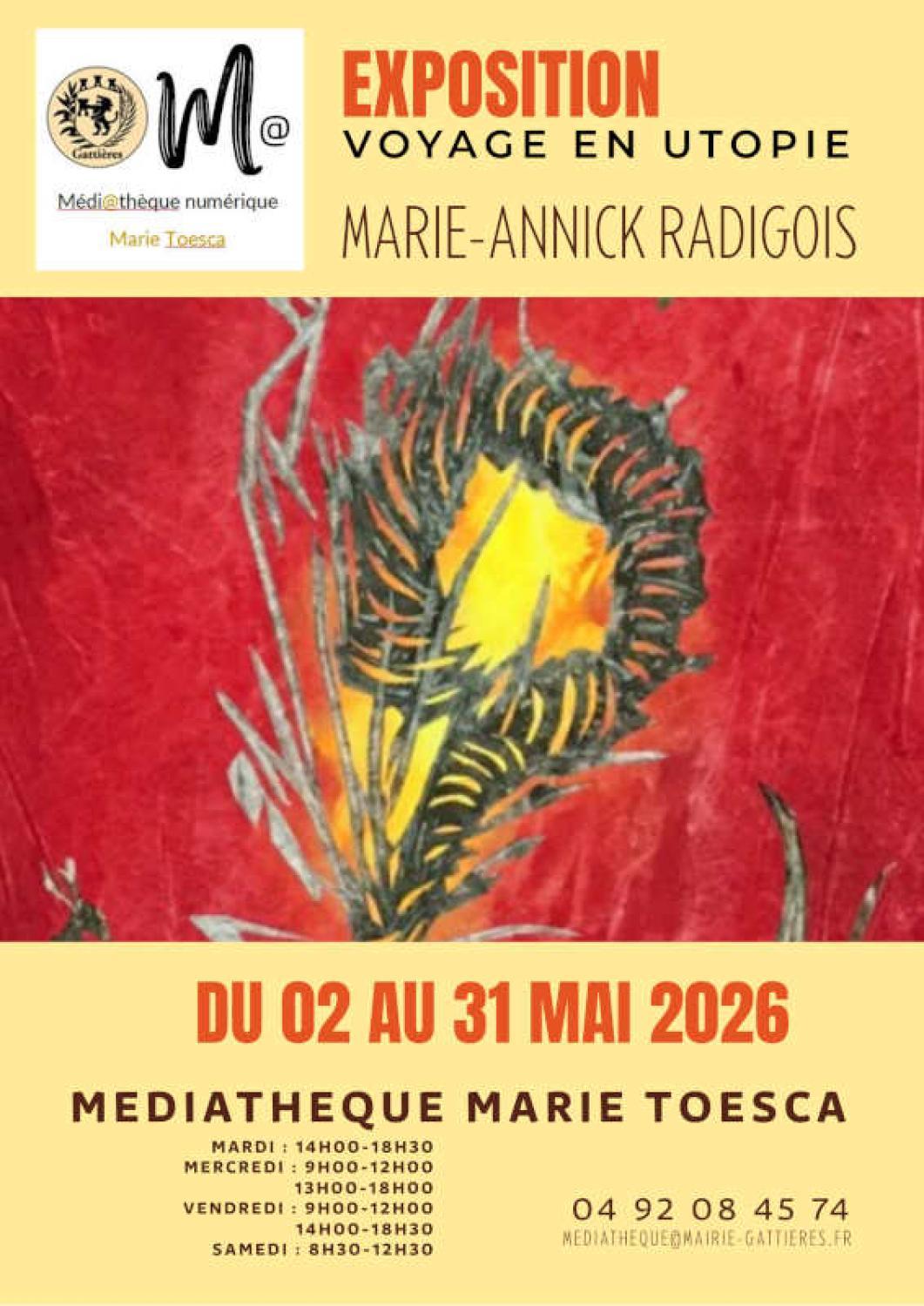 VOYAGE en UTOPIE exposition à Gattieres mediatheque Marie Toesca mai 2026