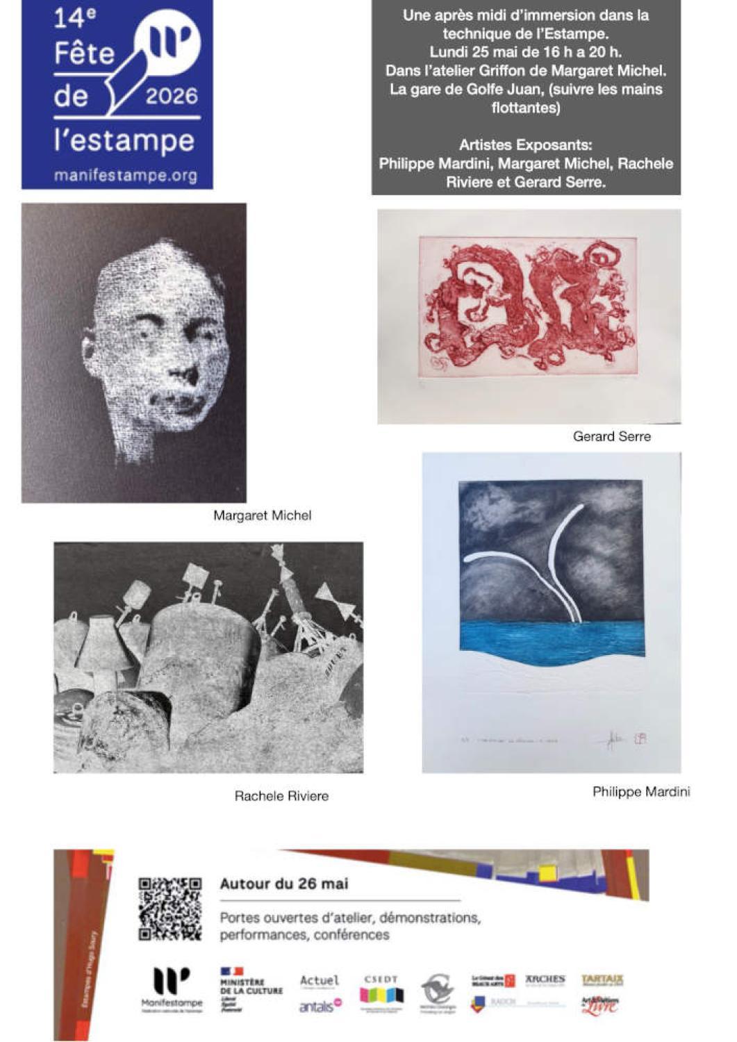 Lundi 25 mai de 16h à 20h  atelier d'immersion Chez Margaret Michel a Golfe Juan
